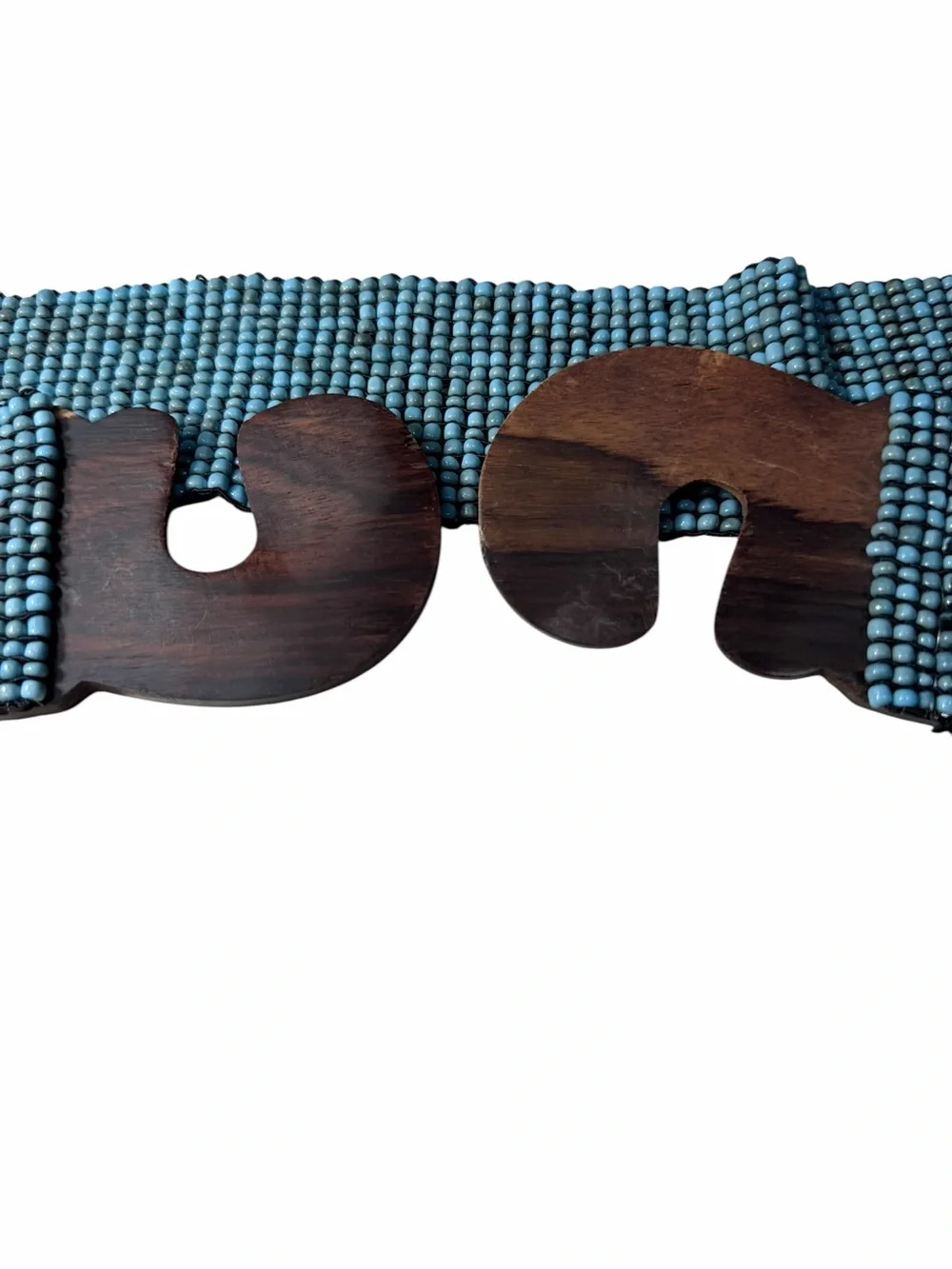 Southwest Turquoise BEADED Stretch BELT  Wooden Buckle Size Large